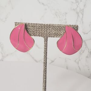 GOLDTONE ENAMELED Pierced Earrings